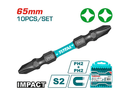 Puntas Taladro Industrial Doble Punta Imantada 65Mm + + Juego X 10 Pzs Industrial Super Total Tacim16Ph233 - Envío a todo Colombia | aztools.co