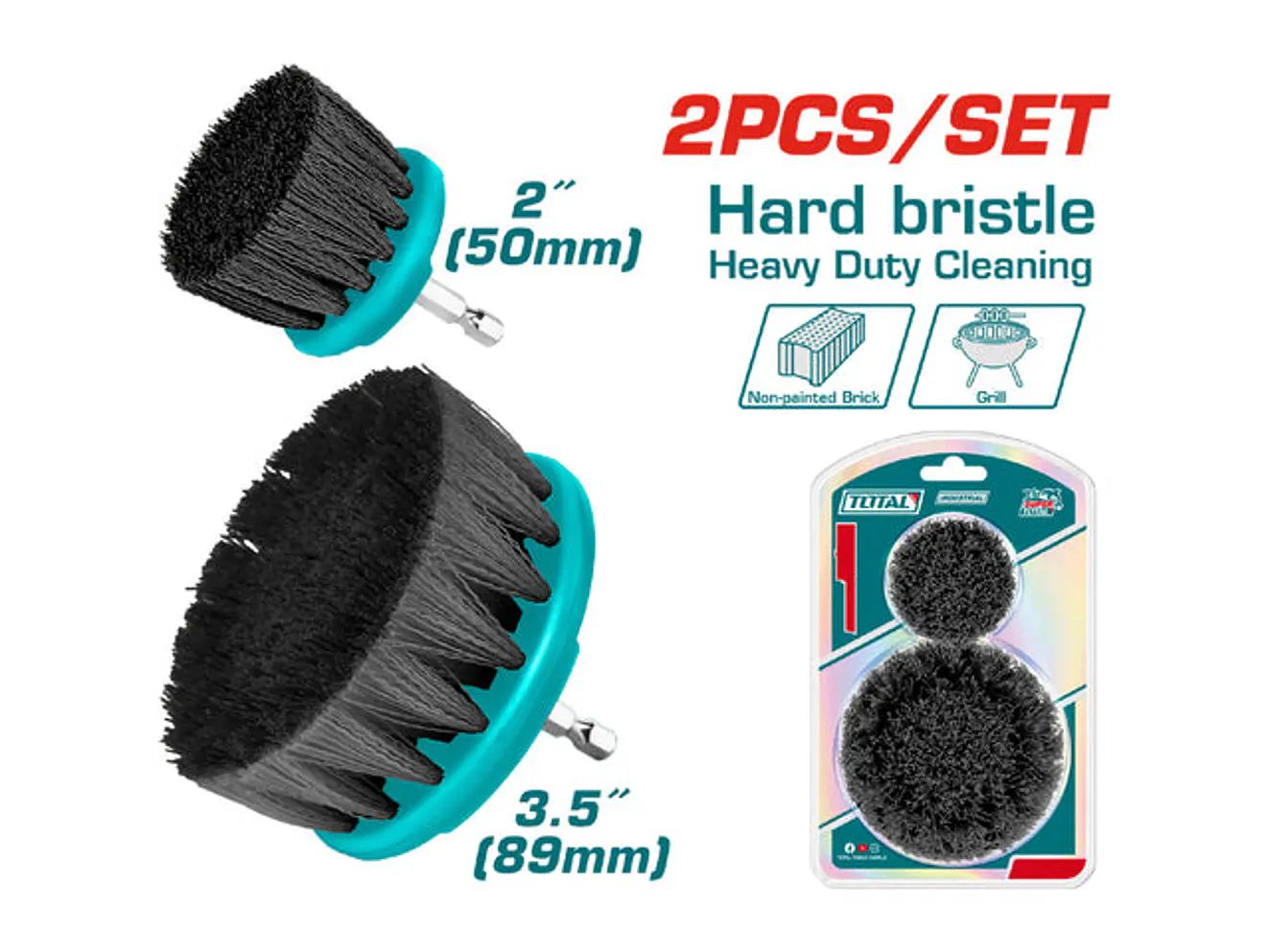 Juego de Cepillos para Taladro Cerdadura 2 Pzs SUPER TOTAL TACH1235 - Envío a todo Colombia | aztools.co