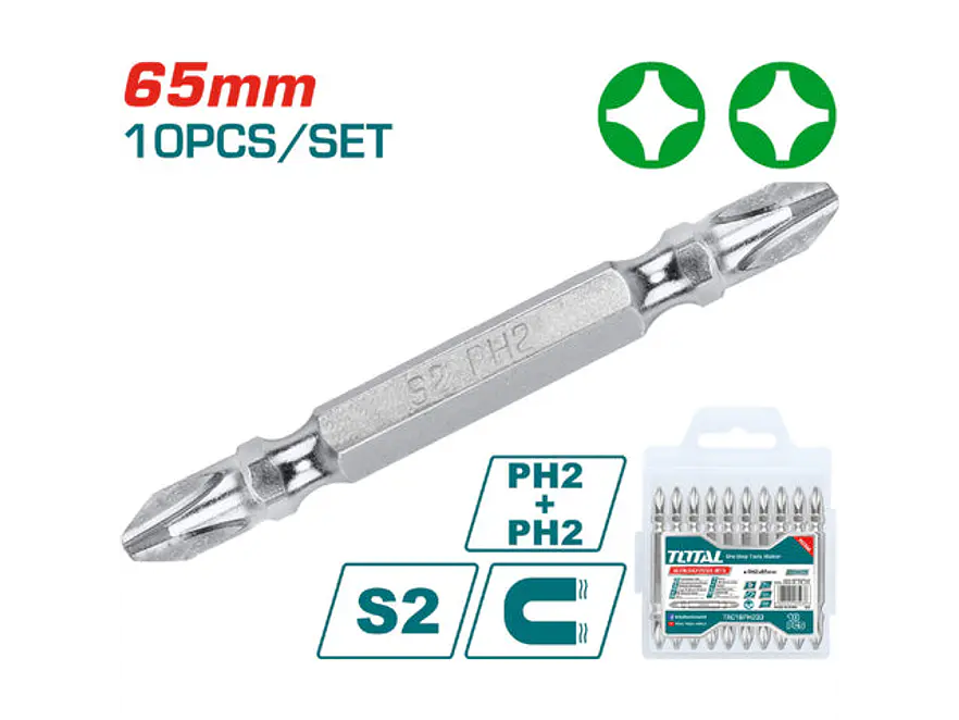 Puntas Taladro Industrial Doble Punta + + Juego X 10 Pzs Total Tac16Ph233 - Envío a todo Colombia | aztools.co