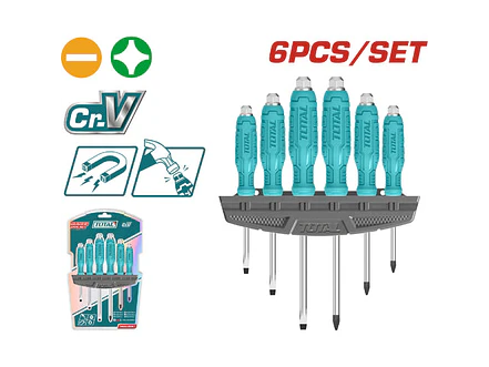 Destornillador De Impacto Cromo Vanadium Juego X 6 Pzs Total Thgss35061 - Envío a todo Colombia | aztools.co