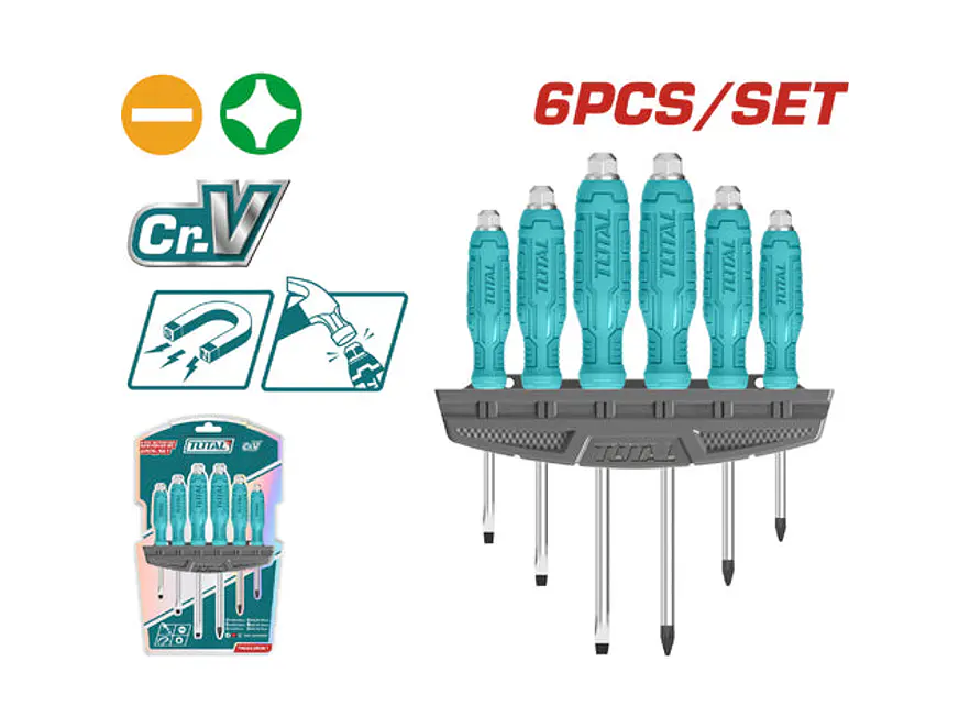Destornillador De Impacto Cromo Vanadium Juego X 6 Pzs Total Thgss35061 - Envío a todo Colombia | aztools.co