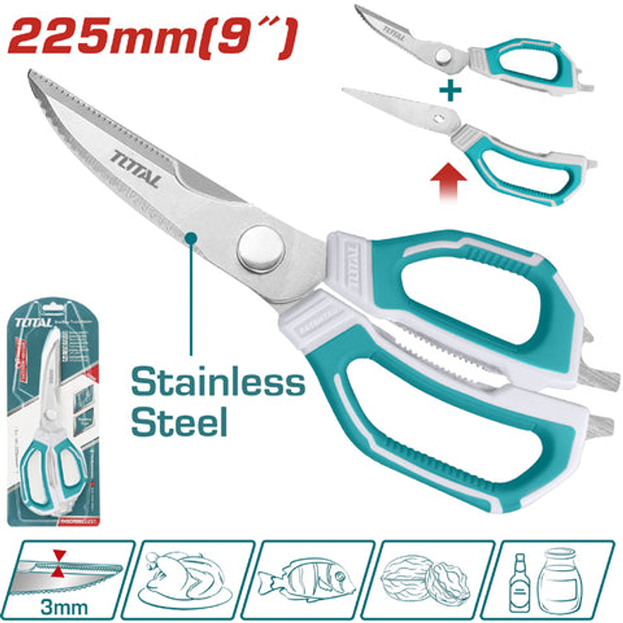 Tijera Multiusos 9 Acero Inoxidable Total Thscrs822251