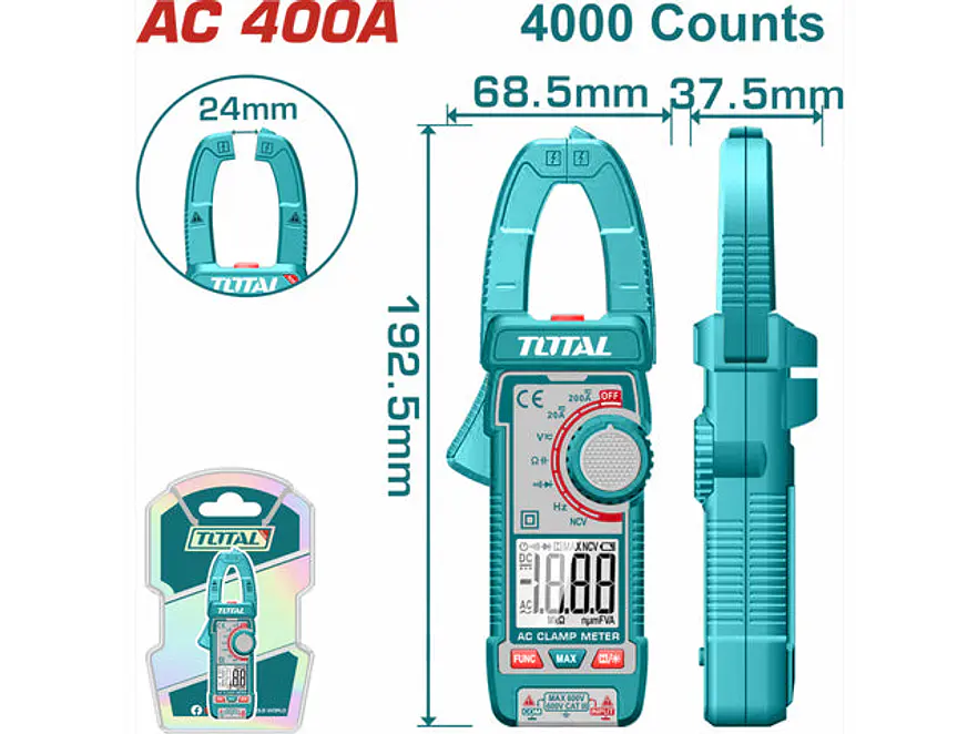 Pinza Voltiamperimetrica 400V Digital Industrial Super Total Tmt762001 - Envío a todo Colombia | aztools.co