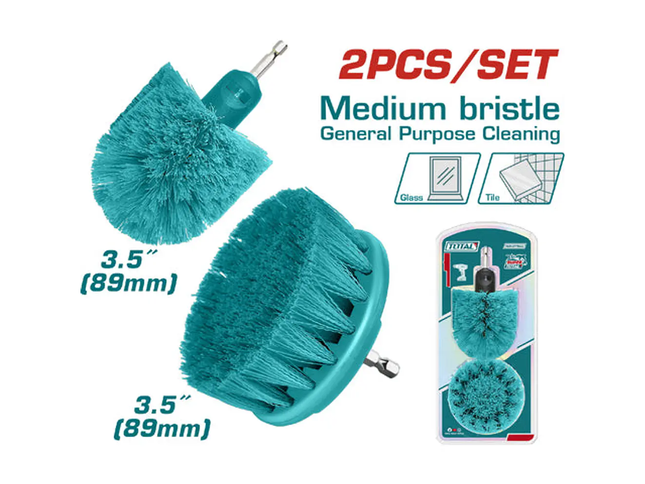 Set de Cepillos para Taladro Juego x 2 Piezas TOTAL TACM2335 Limpieza - Envío a todo Colombia | aztools.co