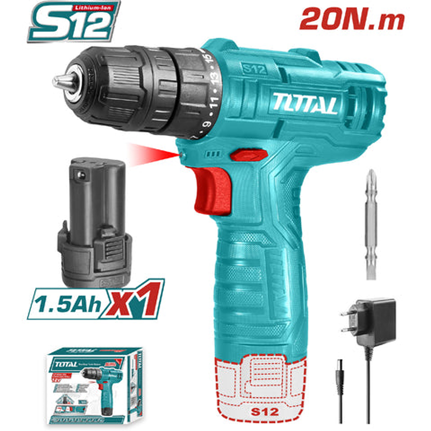 Taladro Inalambrico 3/8 12V Bateria Ion De Litio Y Cargador Incluido Super Select Total Utdli12415 - Envío a todo Colombia | aztools.co
