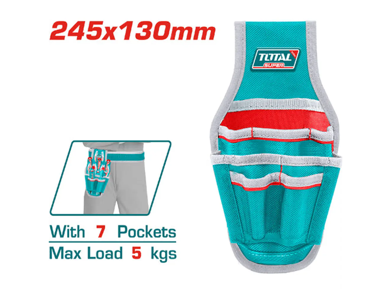 Porta Herramientas de Cinturón TOTAL 7 Bolsillos 5kg 1680D - THT16P40125 - Envío a todo Colombia | aztools.co