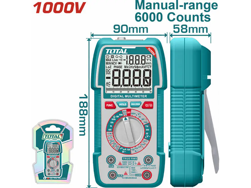 Multímetro Digital Industrial Super TOTAL TMT5310002 1000V Profesional - Envío a todo Colombia | aztools.co