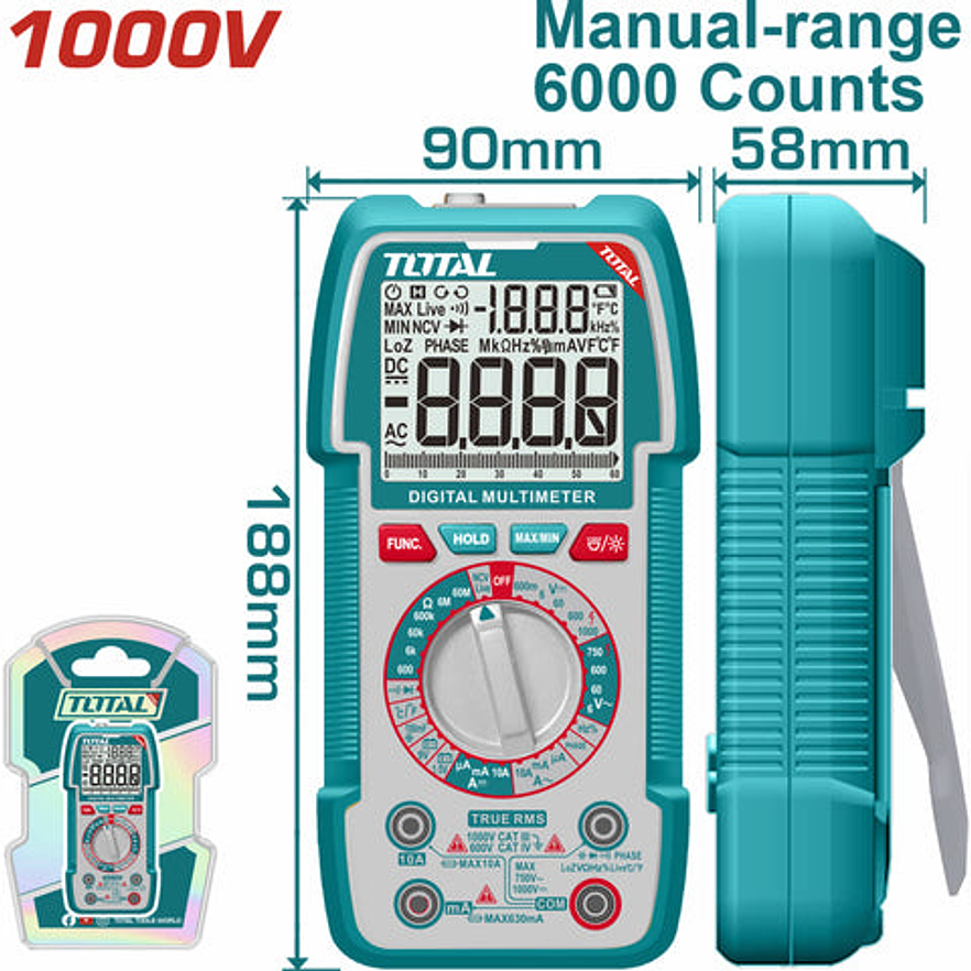 Tester Digital 1000V Industrial Super Total Tmt5310002 - Envío a todo Colombia | aztools.co