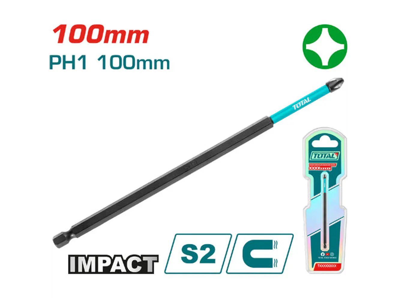 Punta Taladro Iimantada 100Mm + Industrial Super Total Tacim71Ph1100 - Envío a todo Colombia | aztools.co