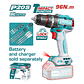 Taladro inalambrico industrial 1/2 20V 96 N.M, Total TIDLI209681, Incluye 11 punta accesprios, bateria y cargador no incluidos - Miniatura 1