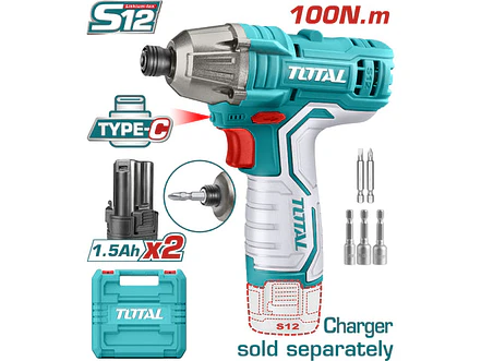 Atornillador de Impacto Inalámbrico 12V TOTAL TIRLI12015 100Nm Kit 2 Baterías - Foto 1 | aztools.co