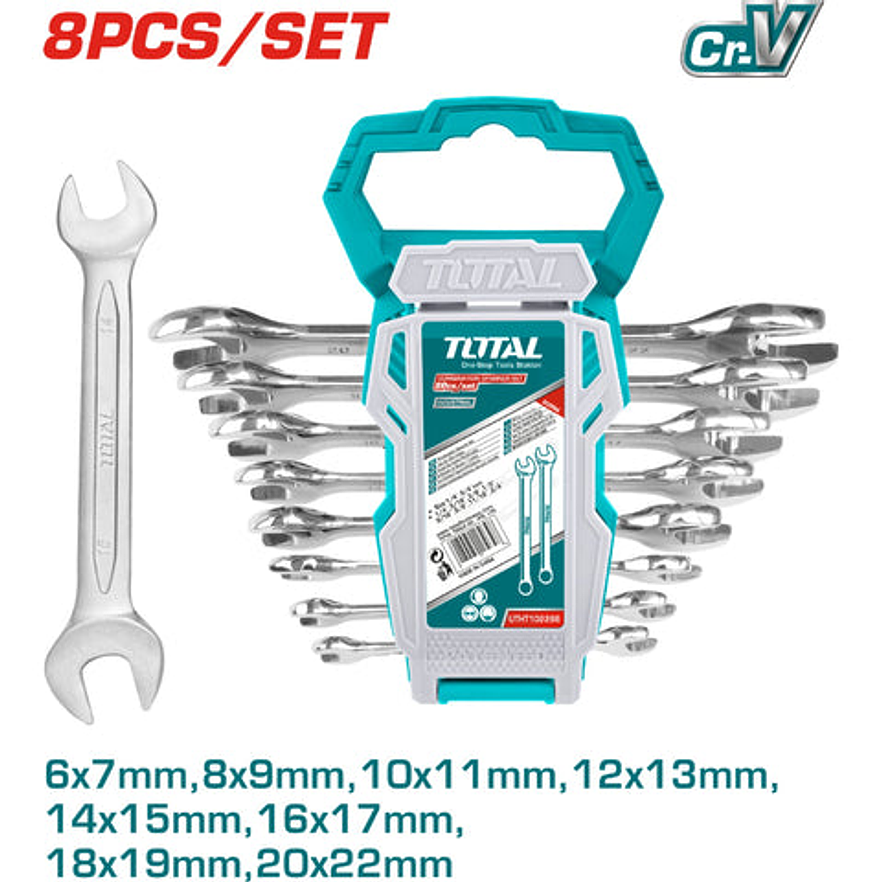 Llave Boca Fija 6 - 22 Mm Juego X 8 Pzs Super Select Total Tht102386