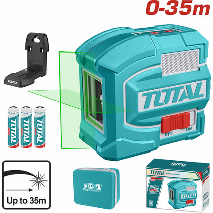 Kit De Nivel Laser 0-35M Luz Verde Industrial Tll156601 + Medidor De Distancias Laser 60Mts Tmt57026 Super Total Tosll0401