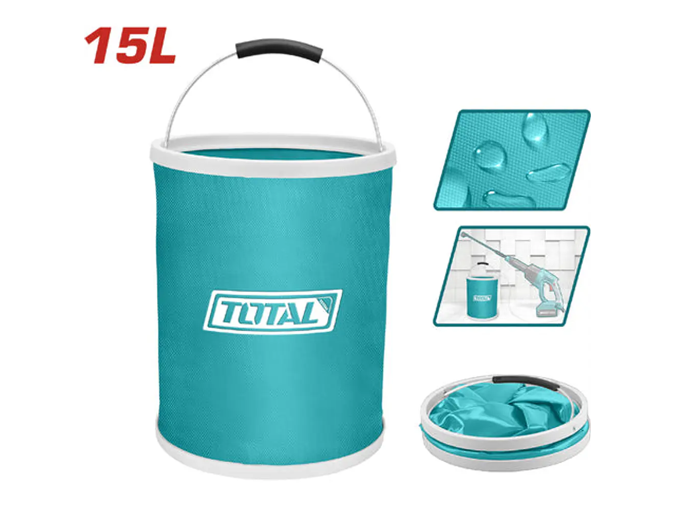 Balde para Agua Plegable 15L TOTAL Impermeable PVC - TGTFB15 - Envío a todo Colombia | aztools.co