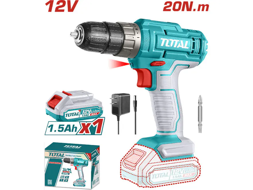 Taladro Atornillador Inalámbrico 12V TOTAL UTDLI1218 Industrial + Batería 1.5Ah - Foto 1 | aztools.co