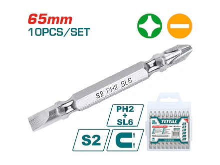 Puntas Taladro Industrial Doble Punta + - Juego X 10 Pzs Total Tac16Hl133 - Envío a todo Colombia | aztools.co