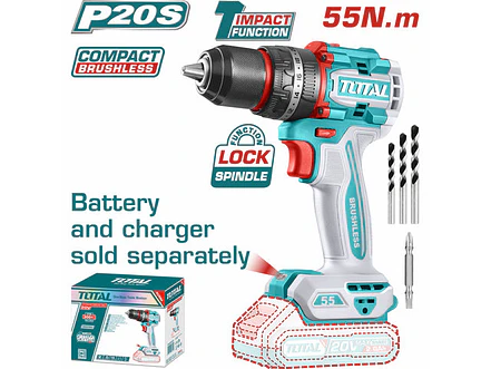 Taladro Percutor Brushless 20V TOTAL TIDLI205581 Industrial 55Nm (Solo Herramienta) - Foto 1 | aztools.co