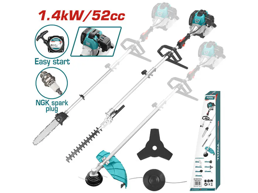 Guadaña Multifuncional TOTAL TMT55211 3 en 1 Gasolina 52cc Industrial - Envío a todo Colombia | aztools.co