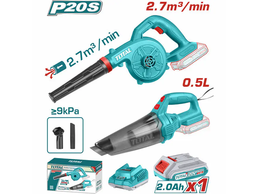 Combo Inalambrico 20V Sopladora Inalambrica + Aspiradora De Mano 0,5L Incluye 1 Bateria 2.0Ah Super Total Utosli240998 - Envío a todo Colombia | aztools.co