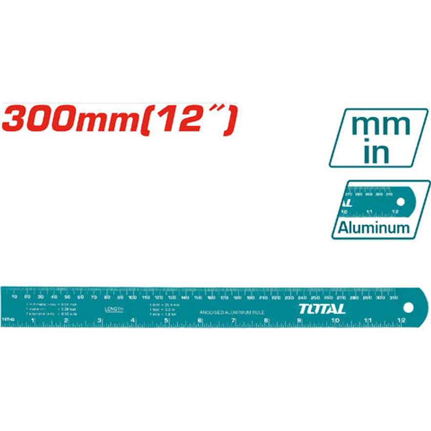 Regla 30Cm Aluminio Total Tmt633002
