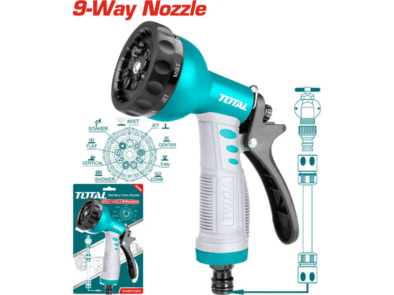Pistola Manguera 9 Chorros Plastica Total Thws010901 - Envío a todo Colombia | aztools.co