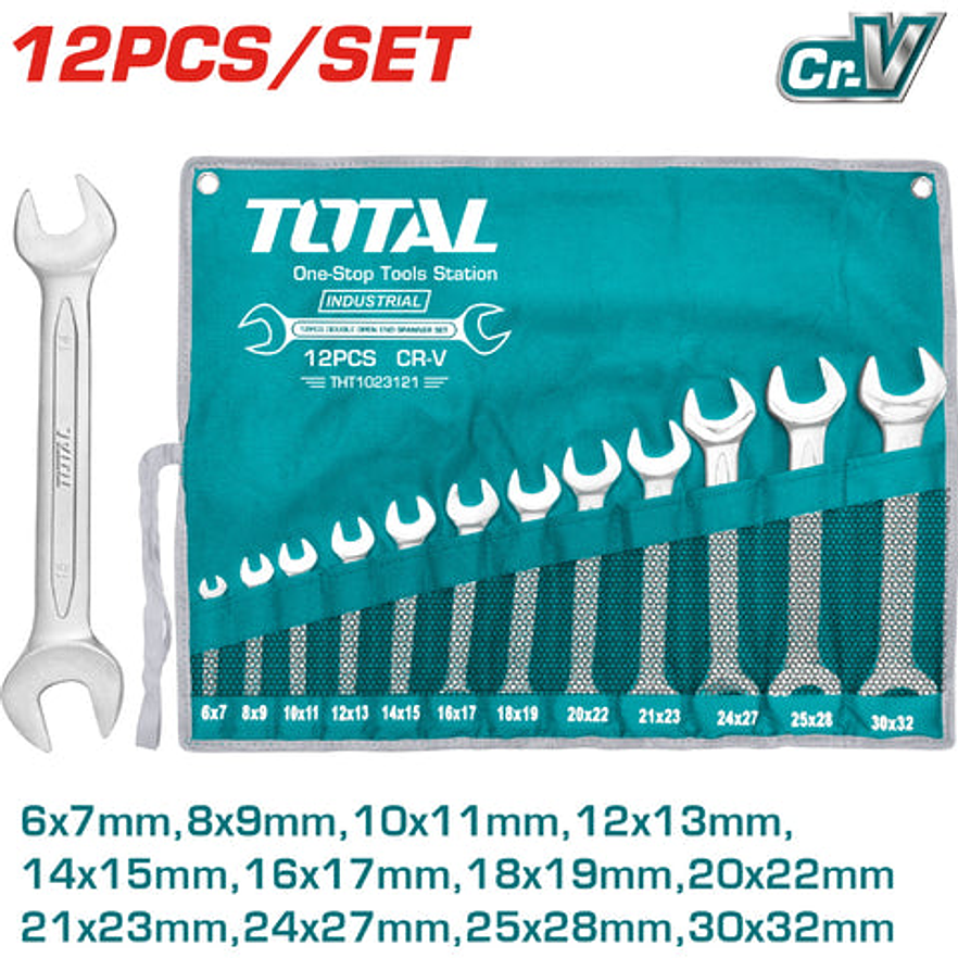 Llave Boca Fija Juego X 12 Pzs 6-32Mm Crv Industrial Super Total Tht1023121 - Envío a todo Colombia | aztools.co