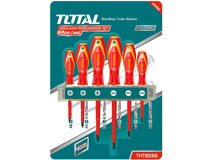 Juego de Destornilladores Aislados Industrial TOTAL THTIS566 1000V 6 Piezas - Foto 1 | aztools.co