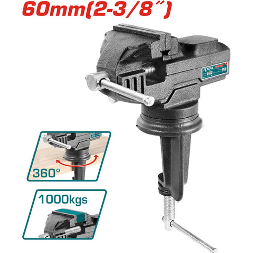 Prensa Banco Giratoria Eje 60Mm Fuerza Maxima Sujecion 1000Kg Total Tht6126