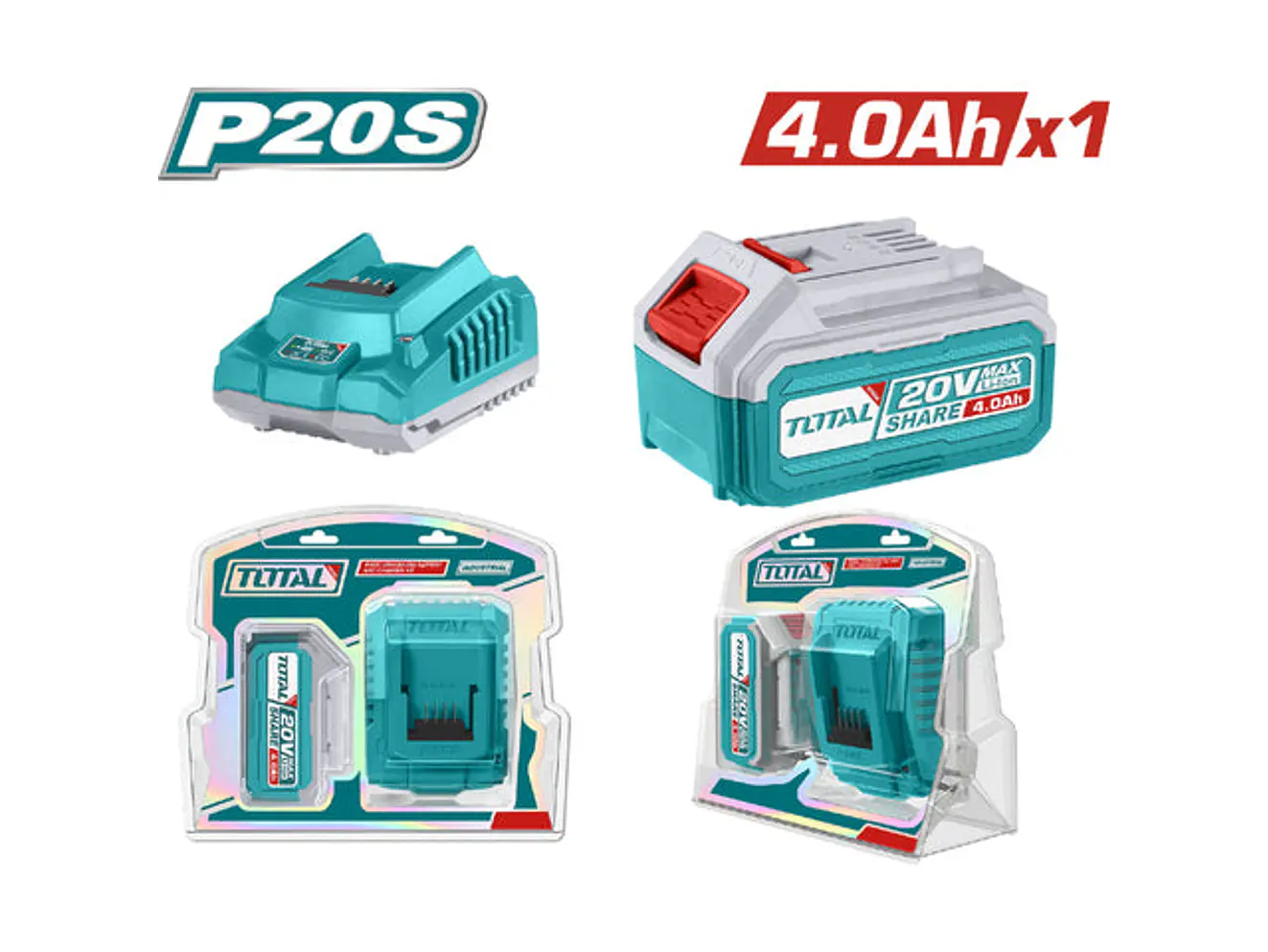 Kit De Bateria Y Cargador De 20V 4,0Ah Industrial Total Utfbcpk1214 - Envío a todo Colombia | aztools.co