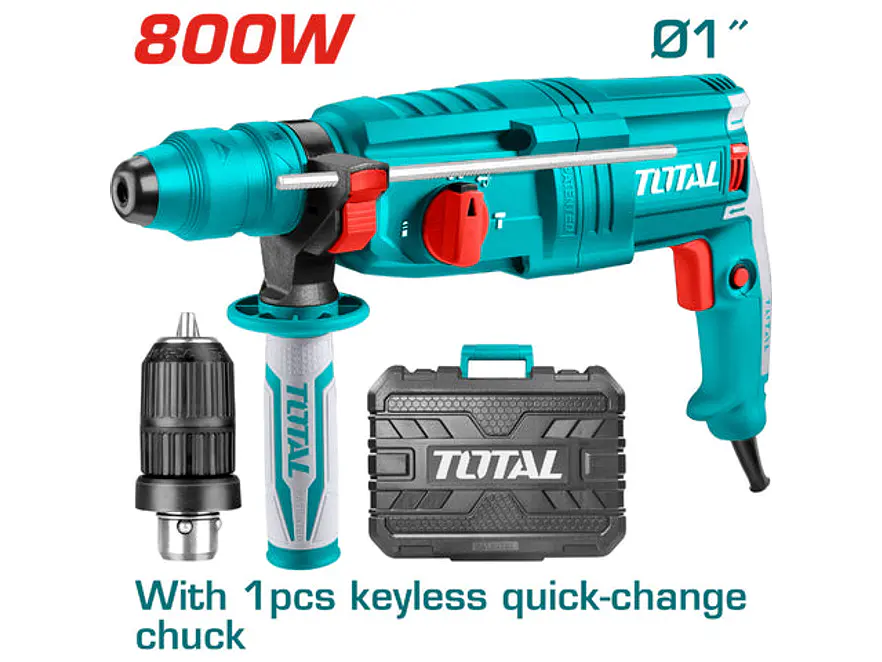 Rotomartillo SDS Plus 800W TOTAL UTH308268-2 + Mandril Intercambiable + 5 Accesorios - Envío a todo Colombia | aztools.co