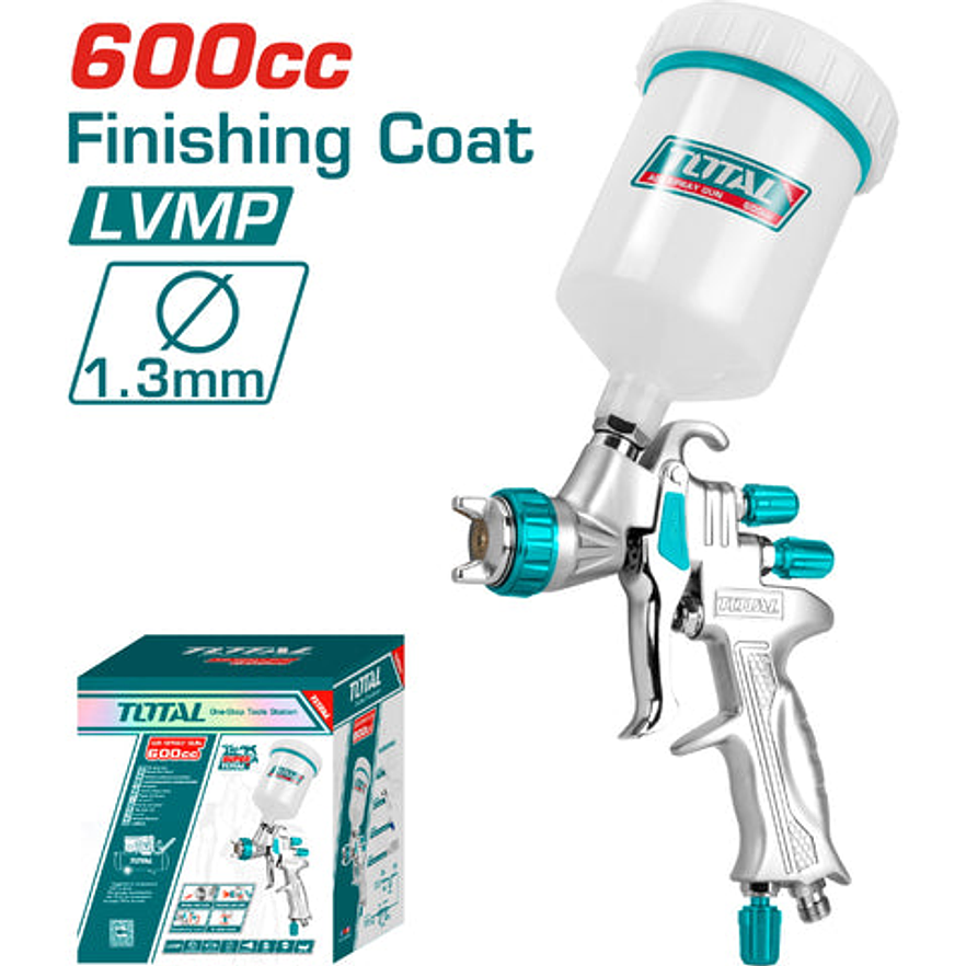 Aerografo 600Cc Industrial Vaso Plastico Alta Presion Total Tat10605