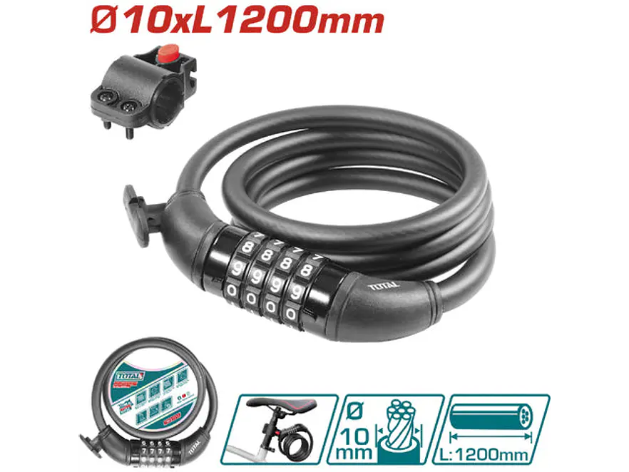 Candado Moto Clave 10X1200Mm Super Total Tbk21012 - Envío a todo Colombia | aztools.co