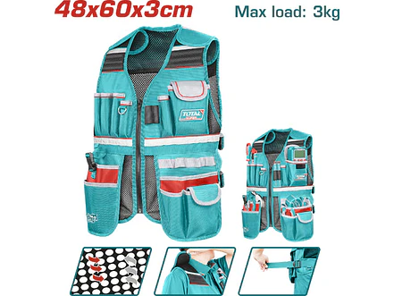 Chaleco Porta Herramienta De 17 Bolsillos Industrial Capacidad Maxima 3Kg Super Total Ttvt16025 - Envío a todo Colombia | aztools.co