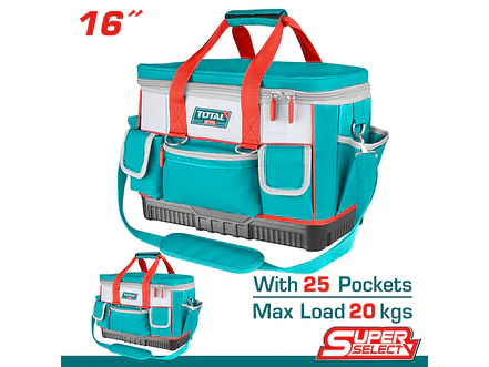 Bolso De Herramientas 16 Reforzado Capacidad Maxima 20Kg Industrial Super Total Tht561625 - Envío a todo Colombia | aztools.co