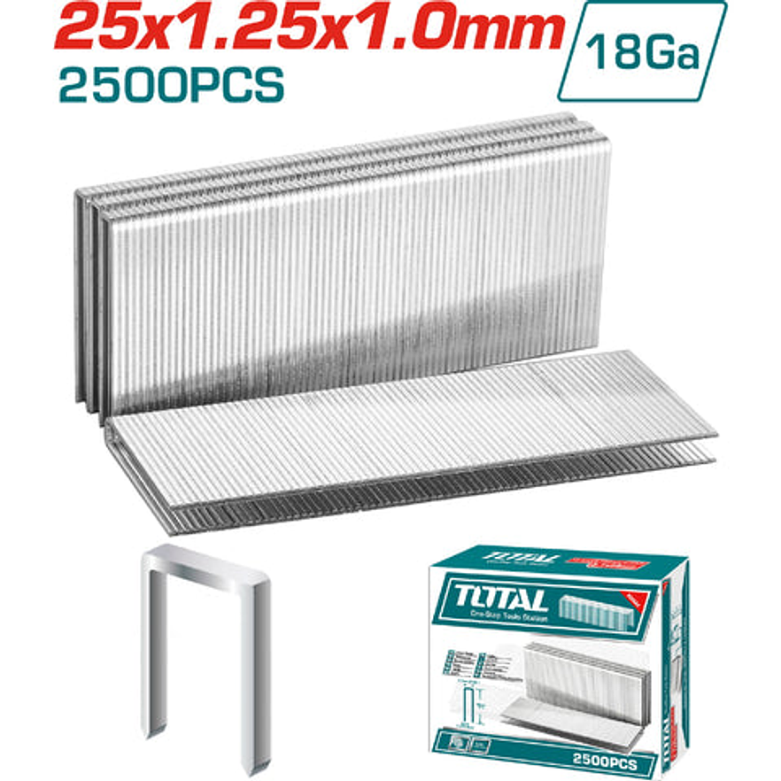 Grapa 25Mm Para Grapadora Neumatica 2500Pzs Total Tac918252