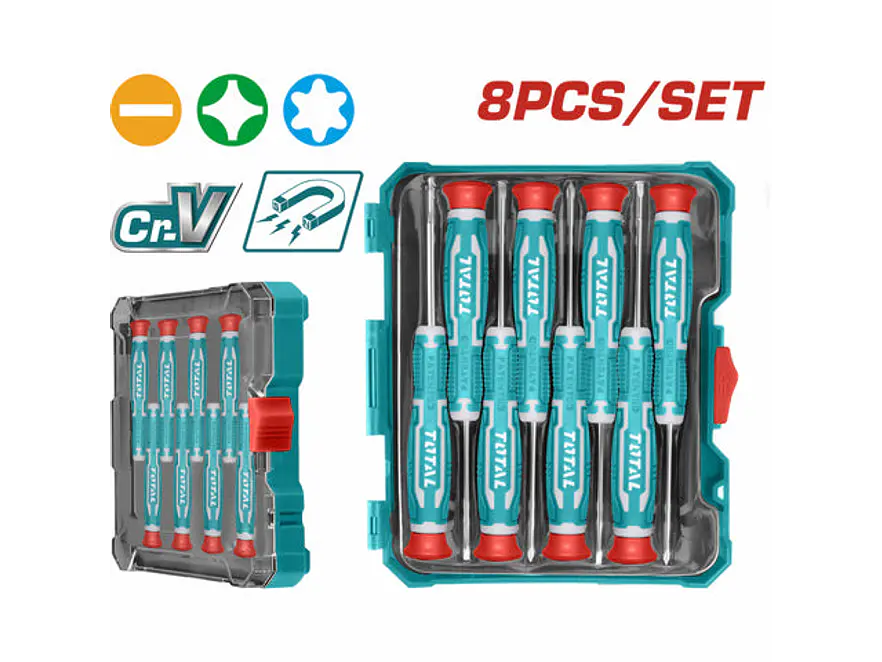 Juego Destornilladores X 8Pzs Punta Inmantada Industrial Super Total Tht250826 - Envío a todo Colombia | aztools.co