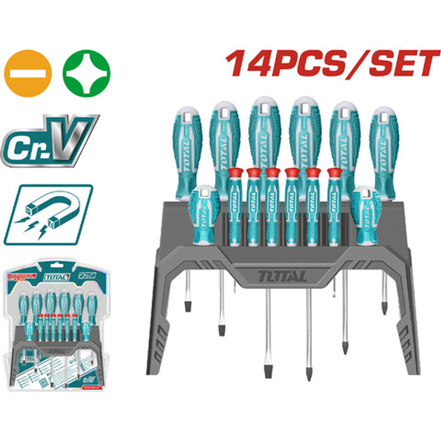 Juego De Destornilladores X 14 Pzs Incluido 6 Destornilladores Relojeros Super Select Total Tht250614
