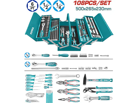 Caja de Herramientas Metálica Industrial TOTAL THTCS121081 108 Piezas - Envío a todo Colombia | aztools.co
