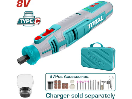 Moto Tool Inalámbrico TOTAL TMGLI0801 8V con 67 Accesorios Profesional - Foto 1 | aztools.co