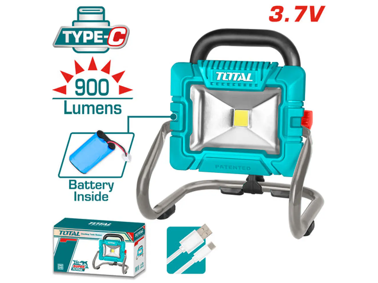 Reflector Recargable 3,7V 900 Lumenes Super Total Trlf4415 - Envío a todo Colombia | aztools.co
