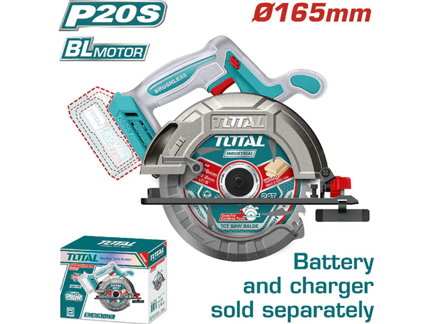 Sierra Circular Inalámbrica 20V TOTAL TSLI1652 Industrial 6 1/2