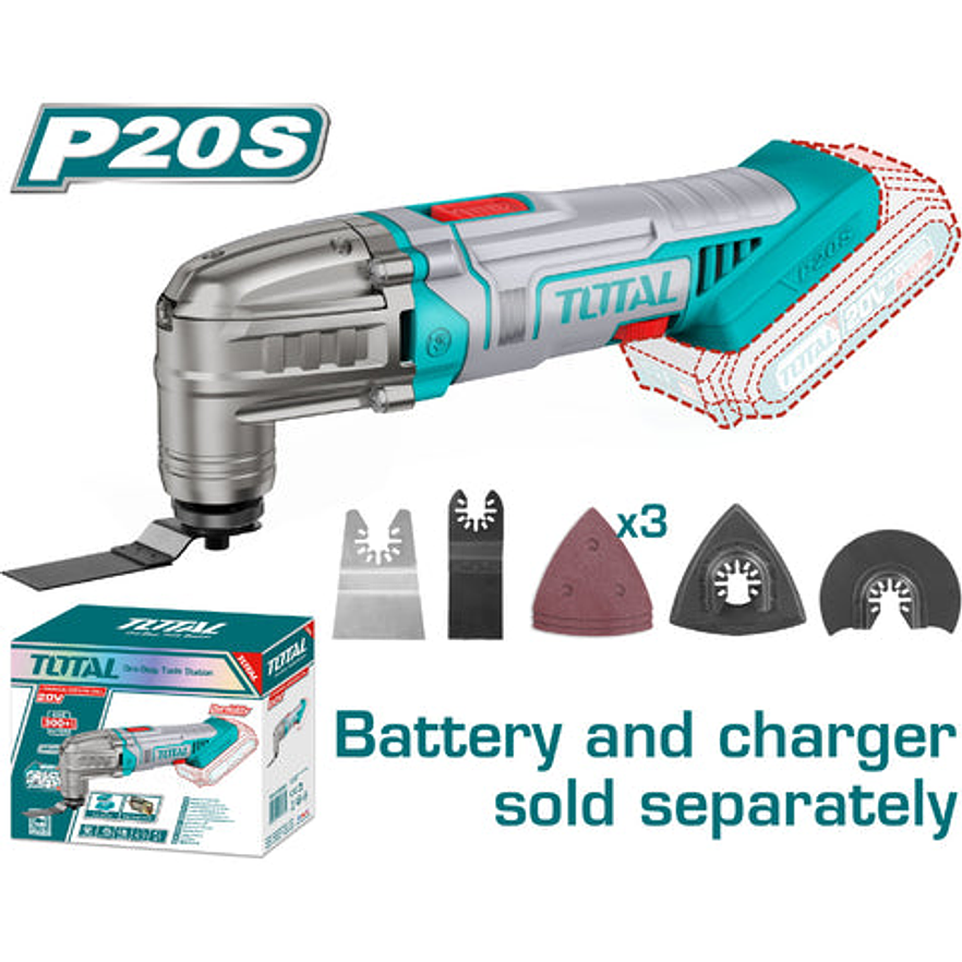 Multiherramienta Inalambrica Oscilante 20V + Accesorios Bateria Y Cargador No Incluido Total Tmli2022