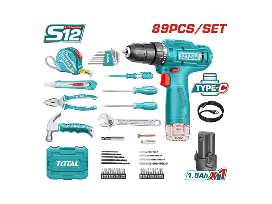 Taladro Inalambrico 3/8 12V Con Estuche Plastico Incluye 81Pzs Super Select Total Uthkthp10812 - Envío a todo Colombia | aztools.co