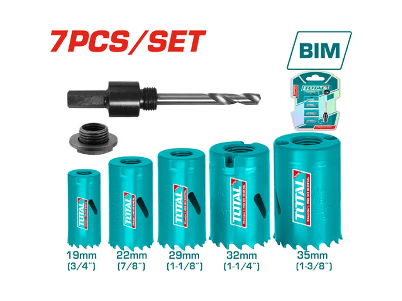 Juego de Sierra Copa Bimetálica 7 Pzs TOTAL TACSH1071 para Metal y Madera - Envío a todo Colombia | aztools.co