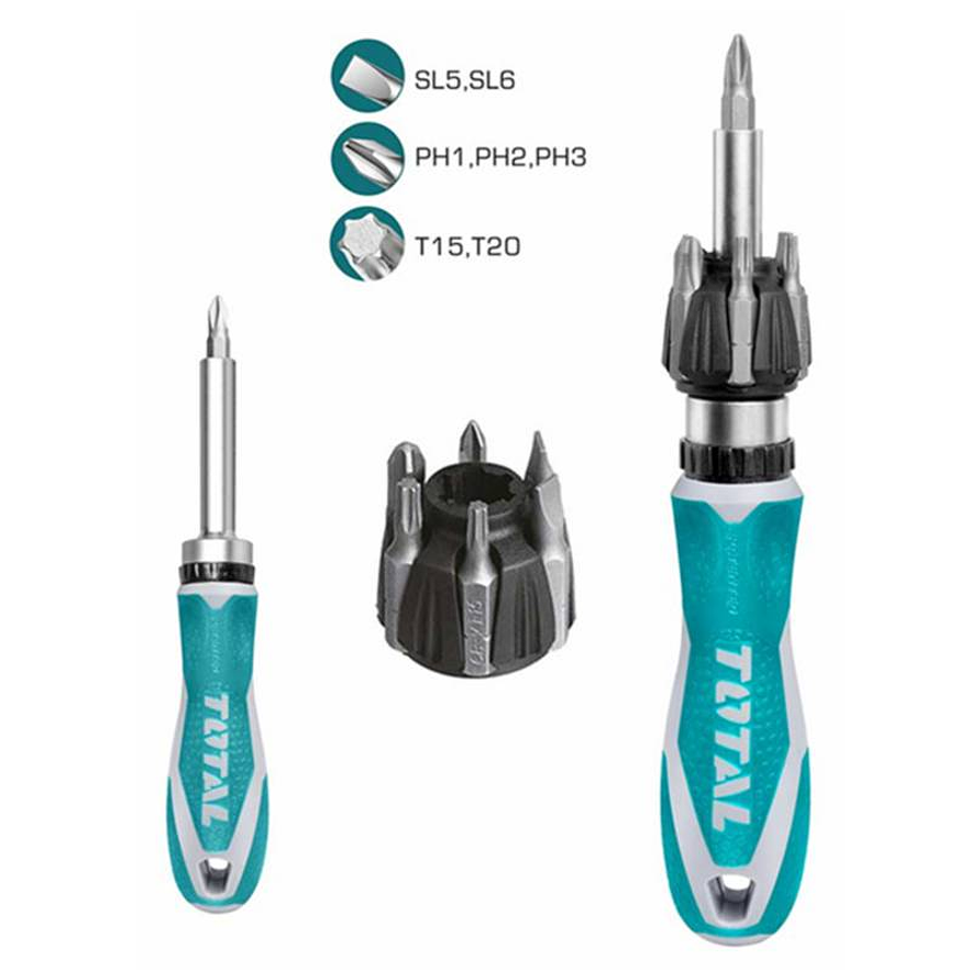 Destornillador Rache Juego X 8 Pzs Intercambiables Total Tacsd30086