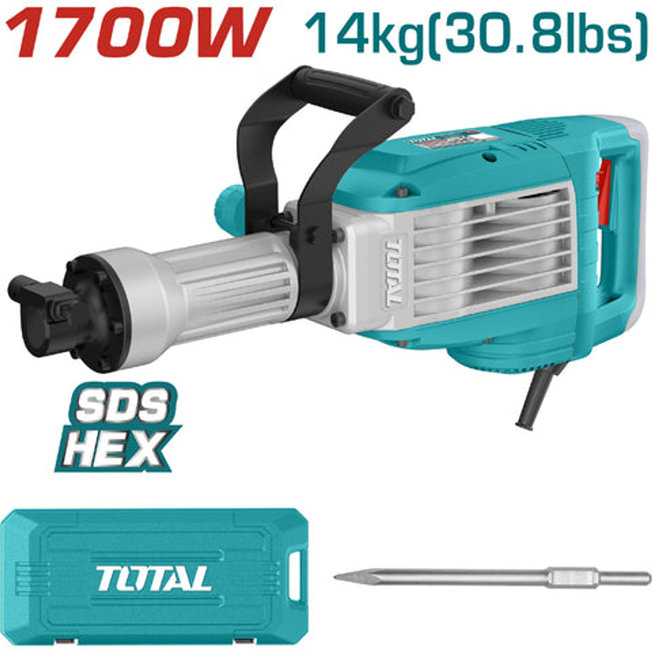 Demoledor Sds Hex 1700W 50 Jules 14Kg Super Total Uth217068