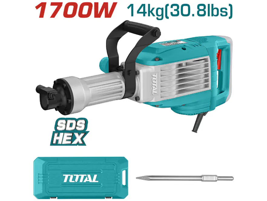 Martillo Demoledor Industrial Super TOTAL UTH217068 1700W 50 Joules 14Kg - Envío a todo Colombia | aztools.co