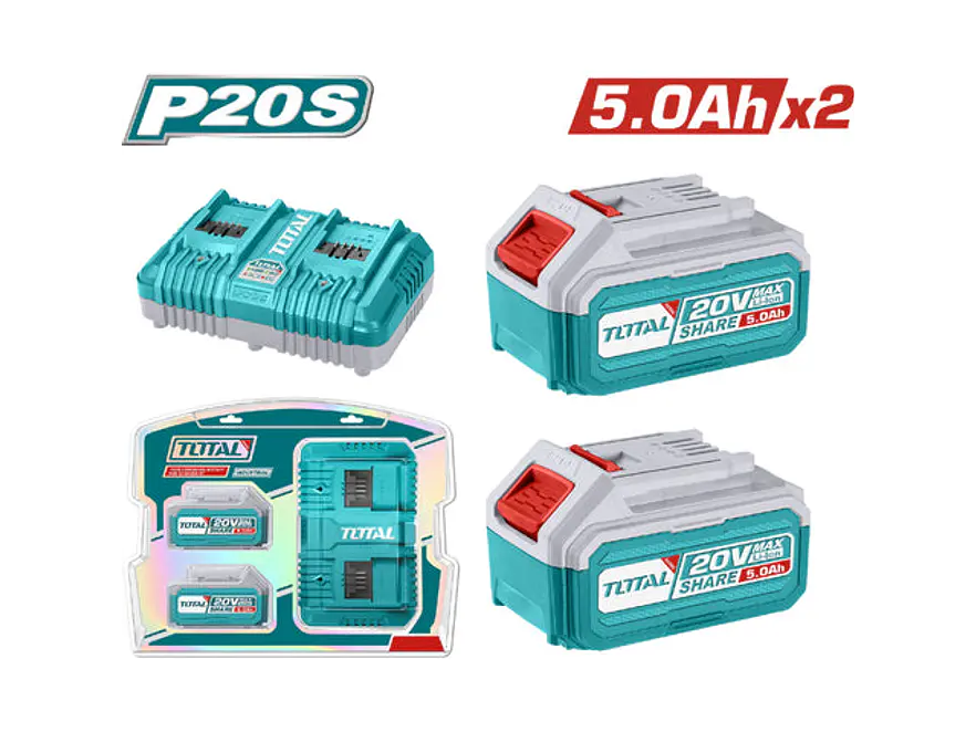 Kit De 2 Baterias 5,0Ah + Cargador De 20V Industrial Super Total Utfbcpk2425 - Envío a todo Colombia | aztools.co