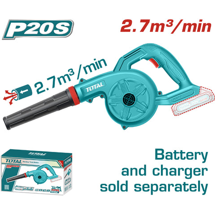 Sopladora inalambrica 20V bateria y cargador No incluidos Super Total TABLI20028