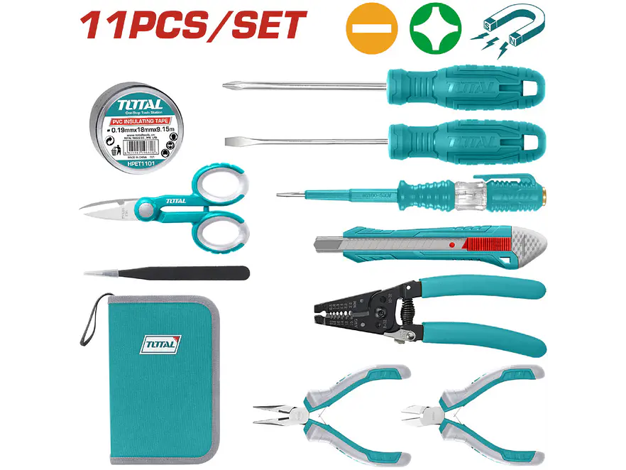 Kit De Herramientas X 11 Pzs Para Electricista Total Super Select Tkets0111 - Envío a todo Colombia | aztools.co